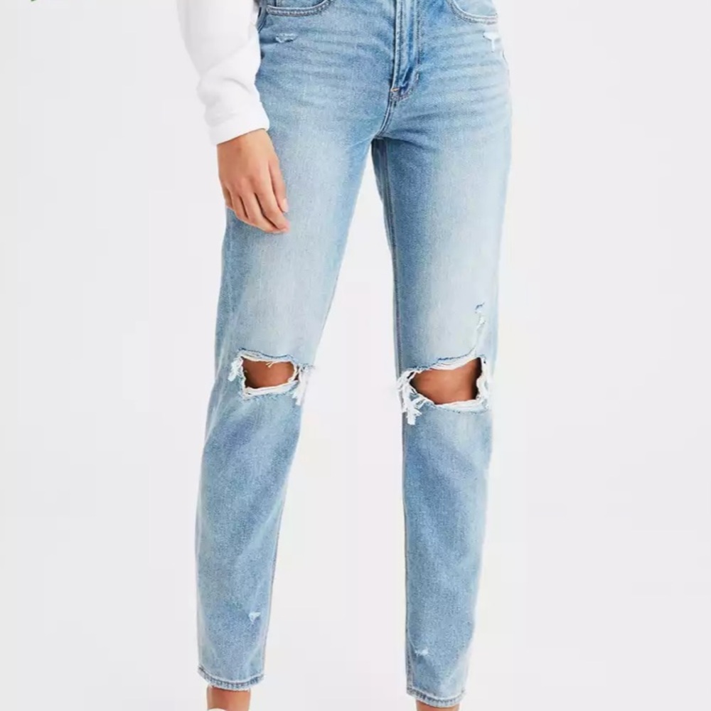 American Eagle distressed mom jeans